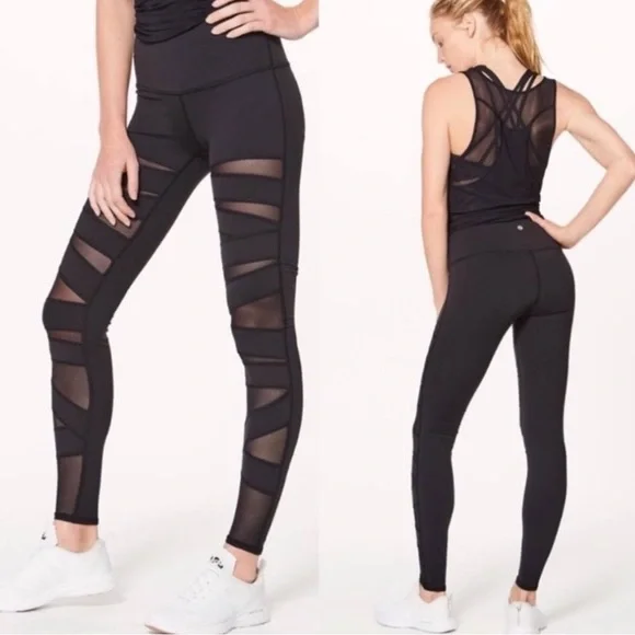 lululemon athletica Pants Jumpsuits Lululemon Zig Zag High Times Leggings With Mesh Detailing Poshmark